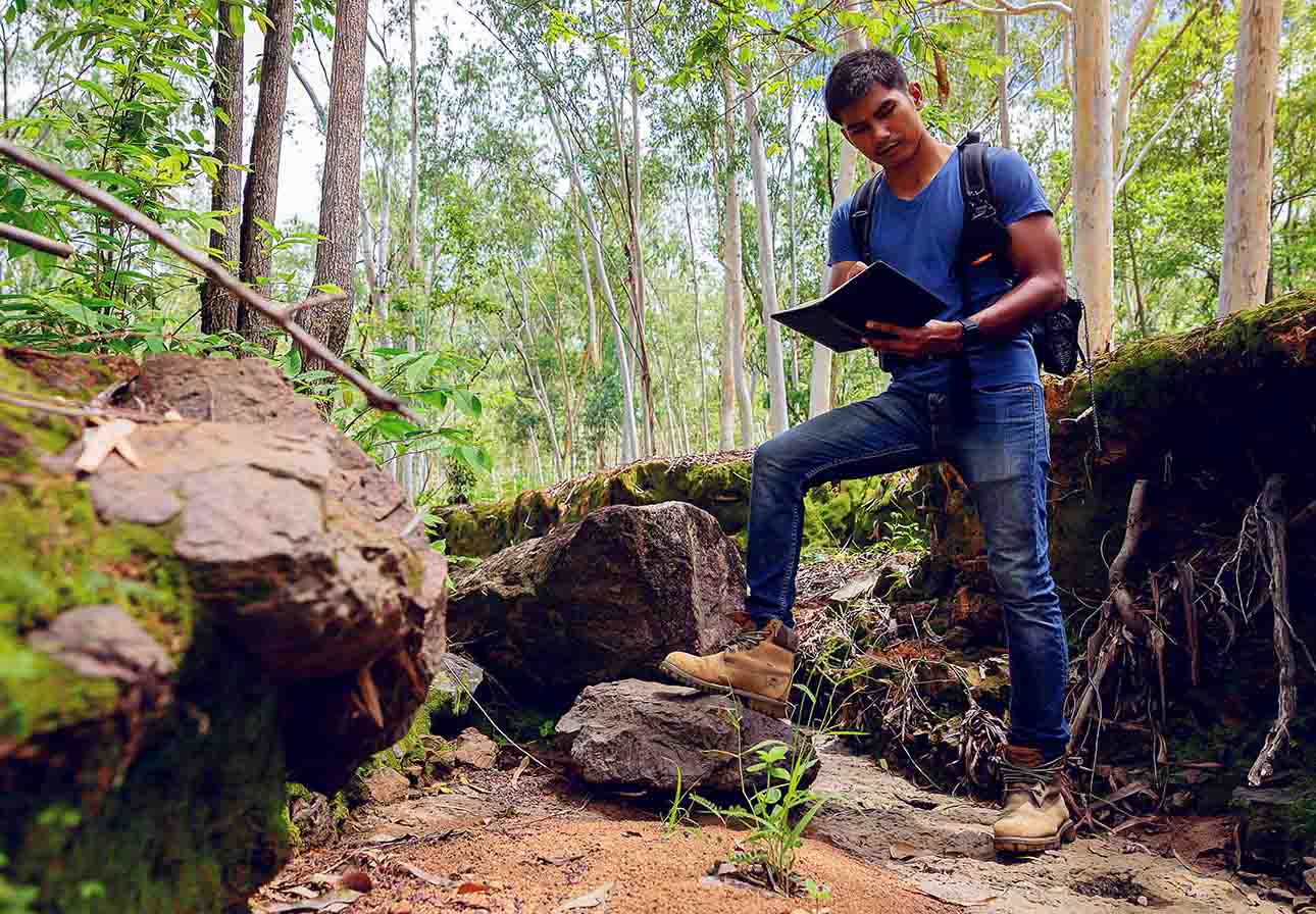 researcher in forest