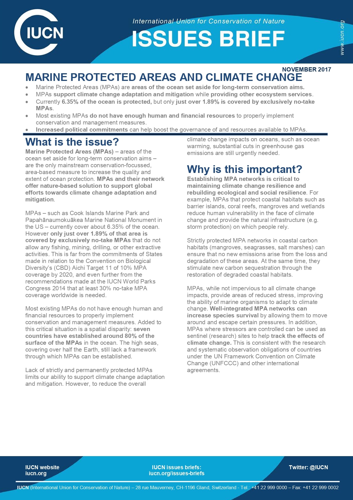 Marine protected areas and climate change