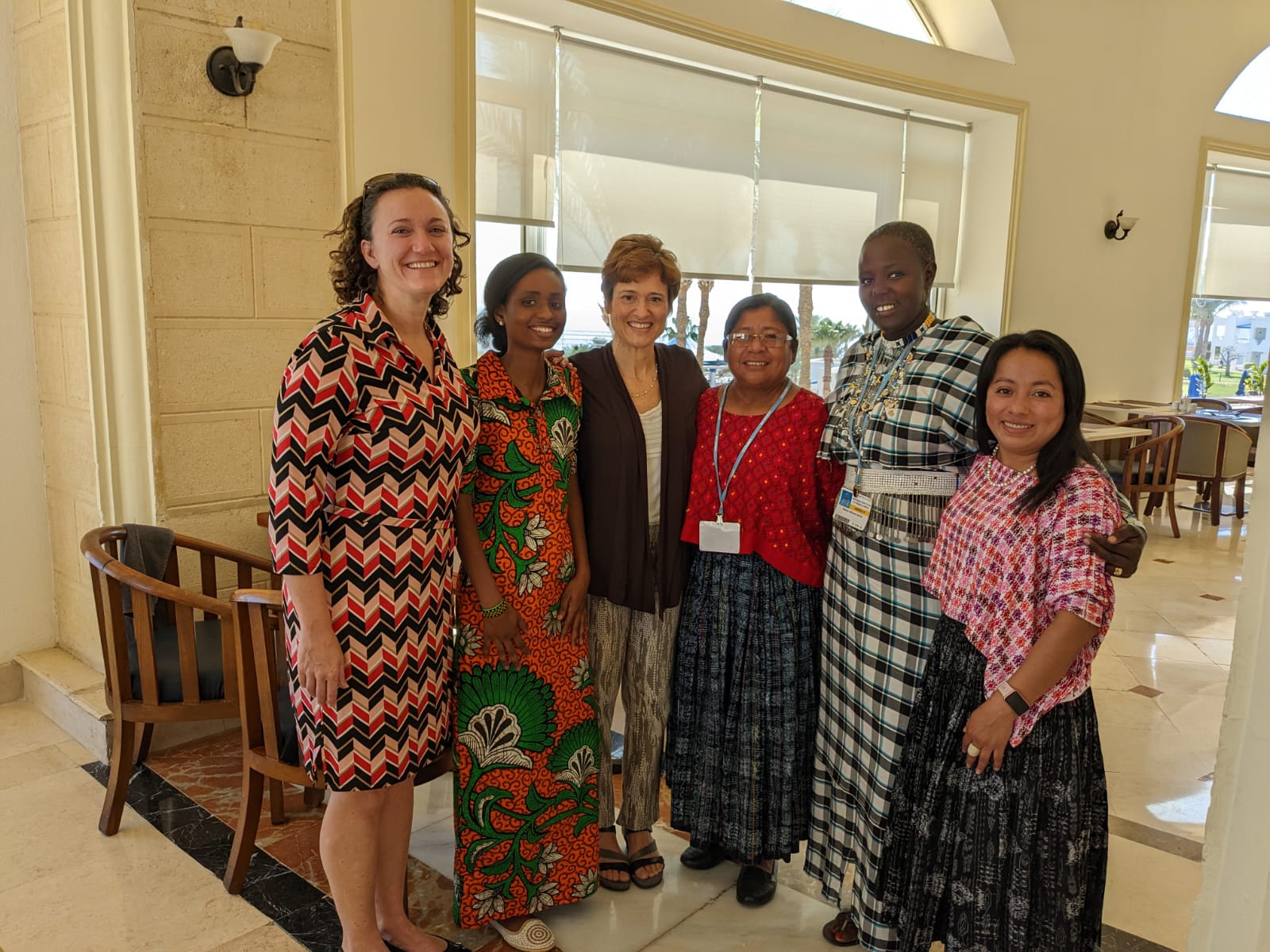 During COP 27, Neema, Sara, Aisatou, and Lola meet with Acting Assistant Secretary for the Bureau on Resilience and Food Security Dina Esposito and Senior Climate Change Advisor Ann Vaughan from USAID to exchange perspectives.