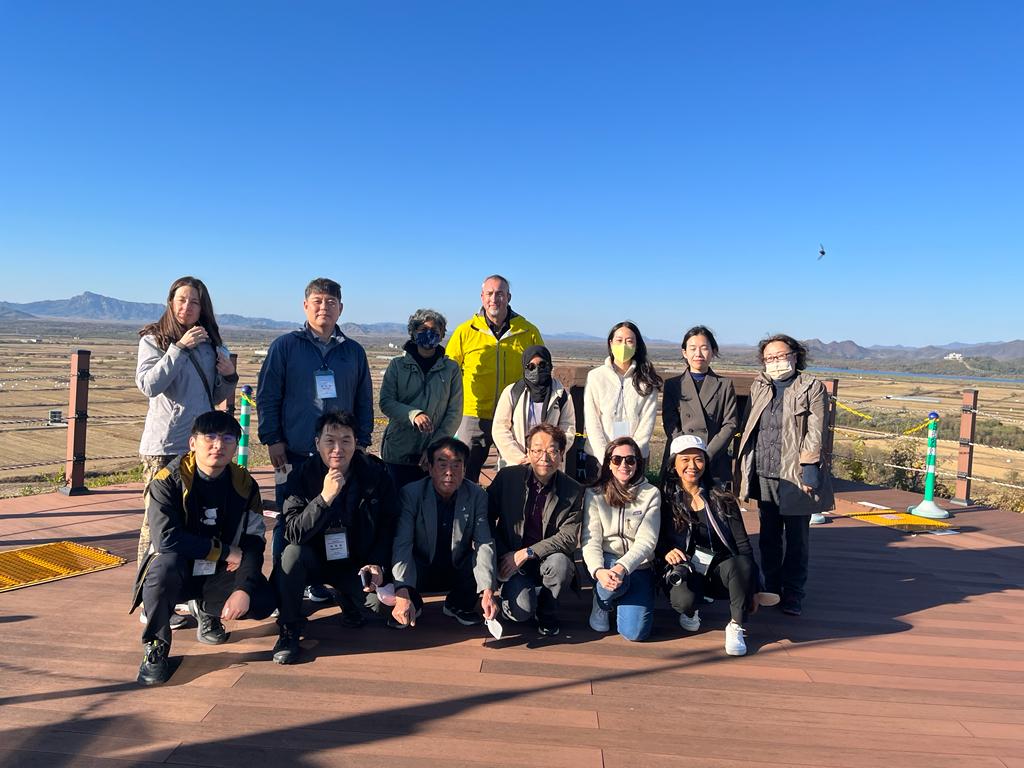 KNPS and IUCN teams from the crane observation deck in Cheorwon county