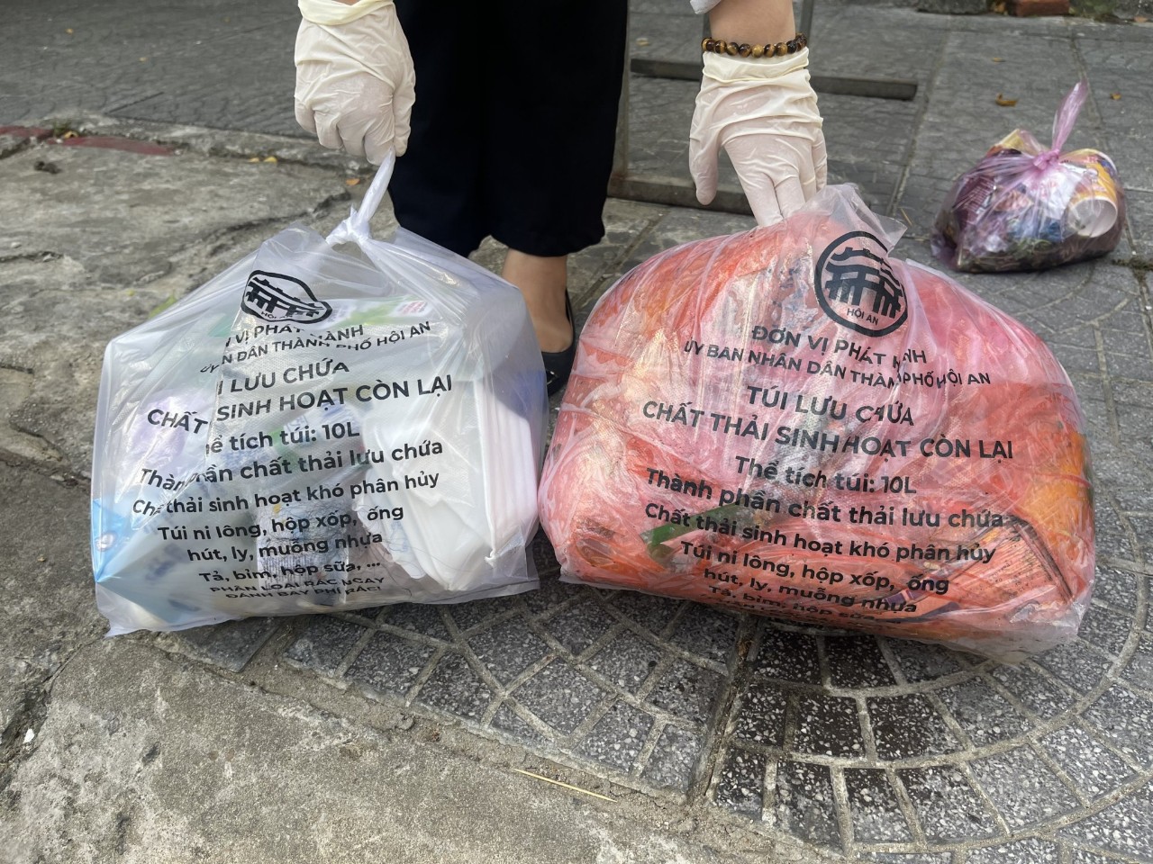 Authorised trash bags were used by households in Cam Nam