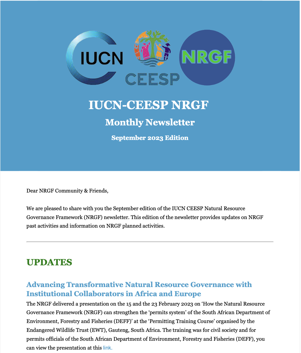 NRGF september newsletter