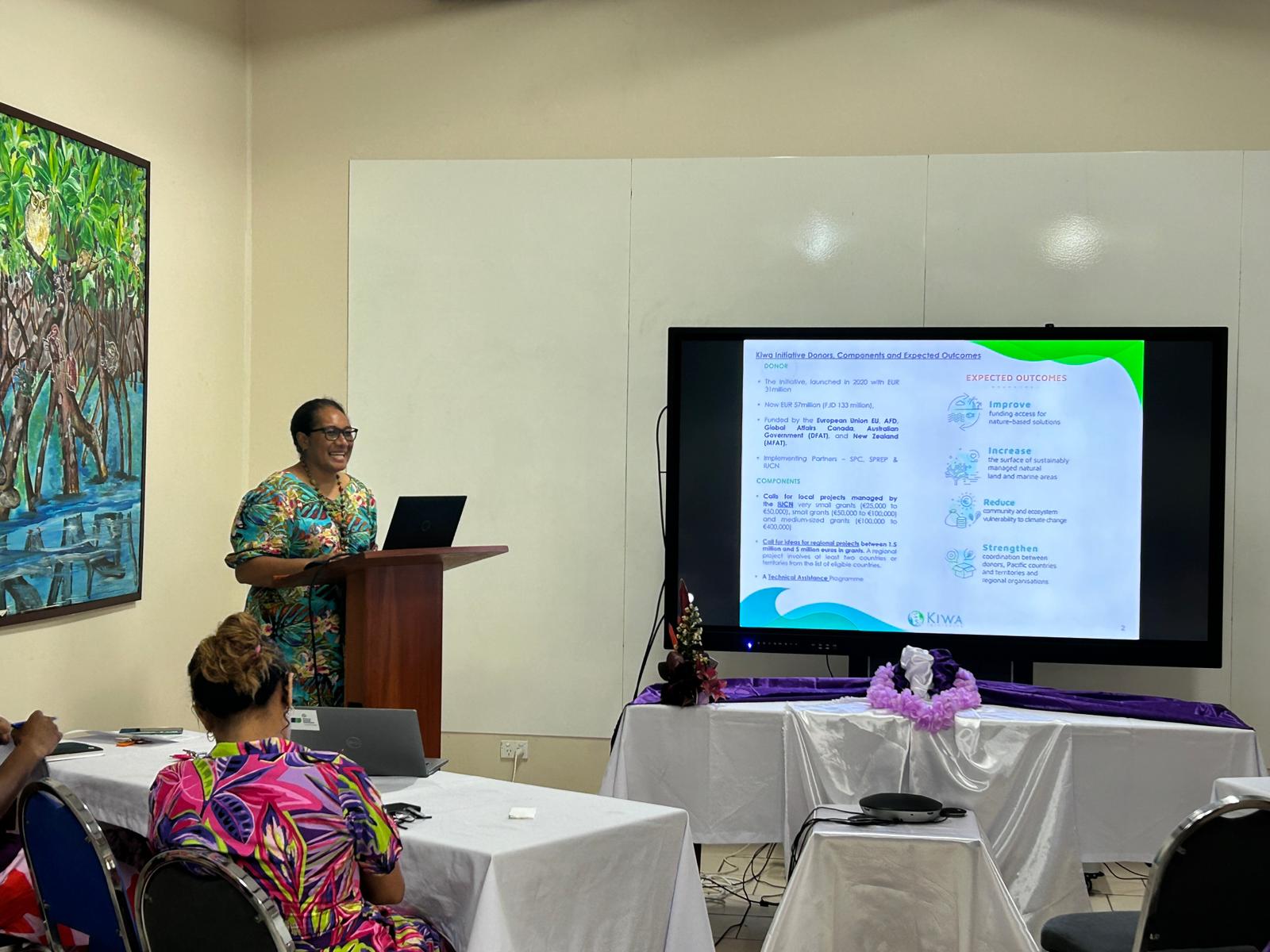 Kiwa Initiative ESMS Officer Mereoni Tavakaturaga presents stories from Kiwa Initiative on IWD