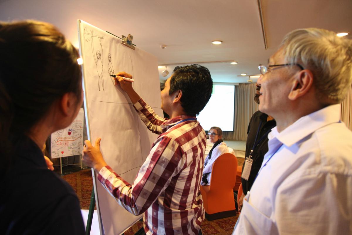 CEPF grantee participants complete a storyboard exercise during the workshop