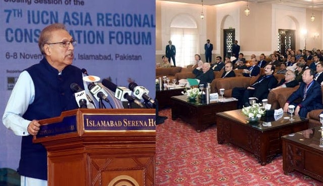 President of Pakistan, Dr Arif Alvi addresses the closing session of the 7th Asia Regional Conservation Forum in Islamabad, Pakistan on 8 November 2019