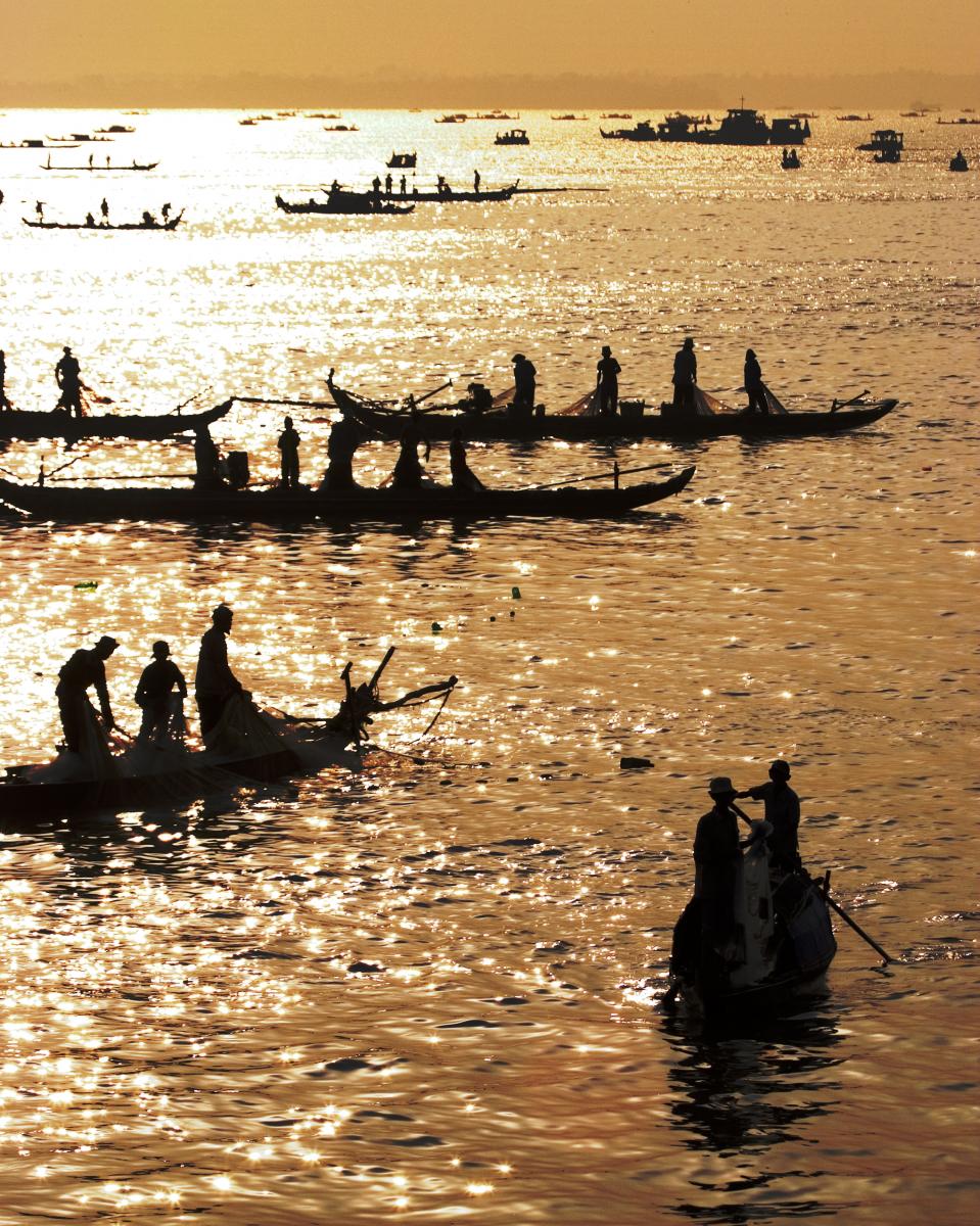 Morning fishing on the Mekong river