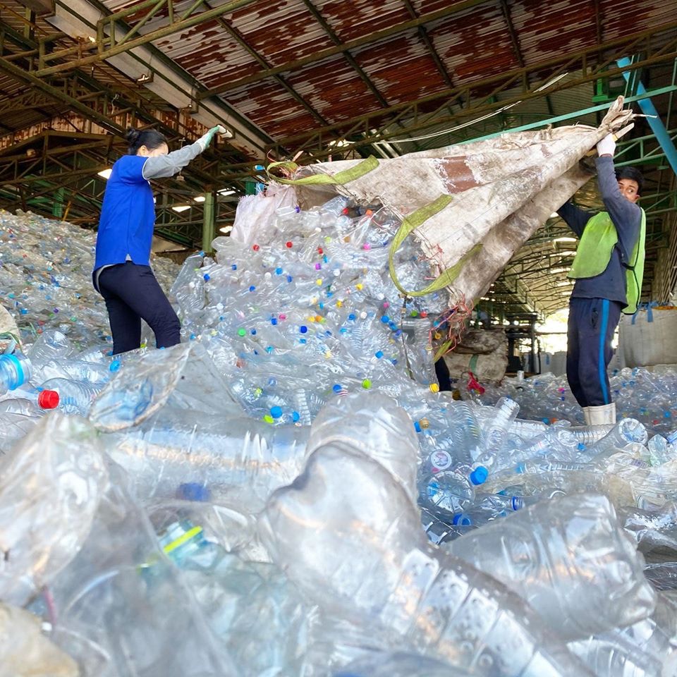Collected plastic bottles in Rayong Province for recycling in the MARPLASTICCs – supported community-based plastics wastes processing facility in Thailand. © Siriporn Sriaram 