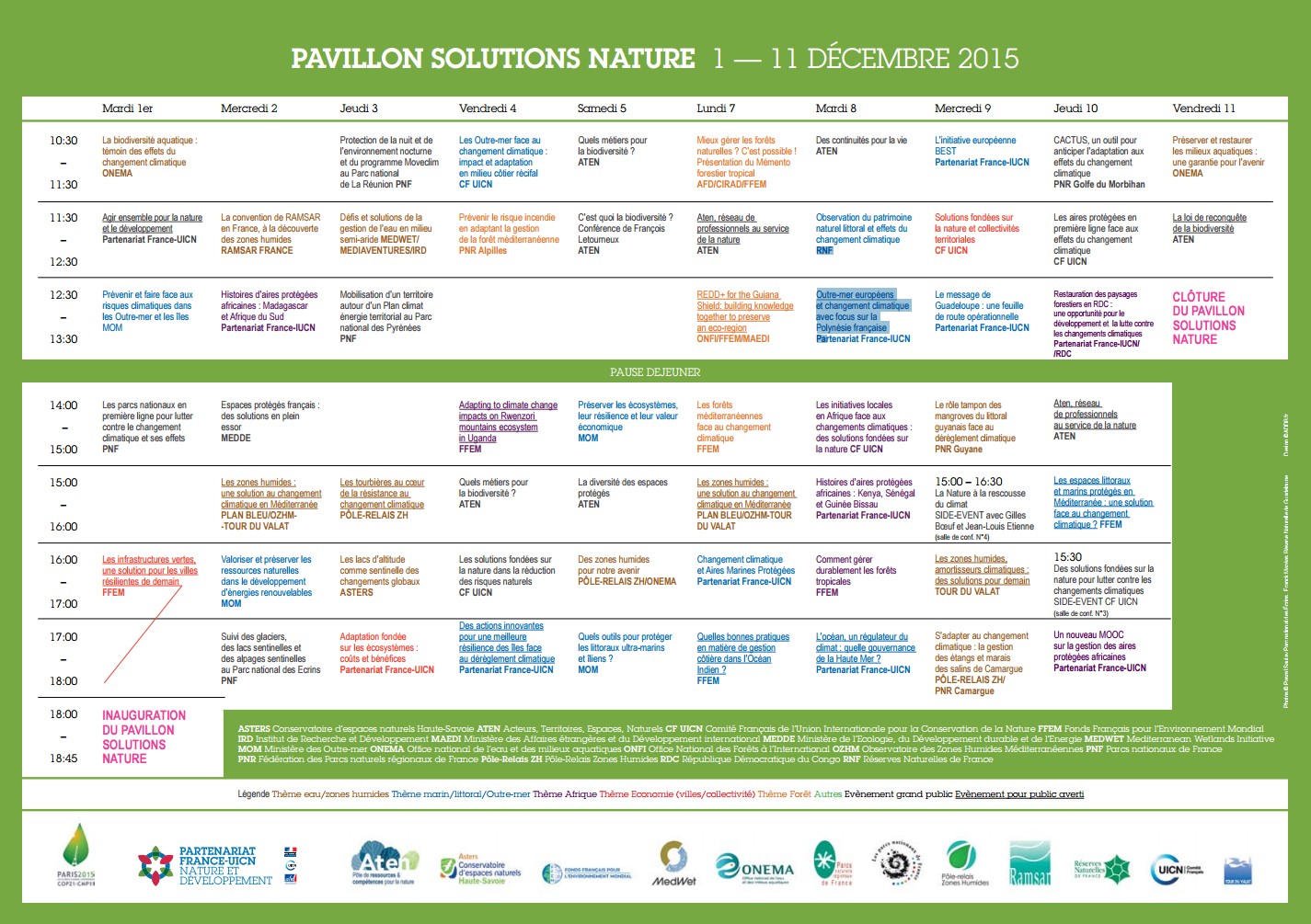 Programme du Pavillon Solutions Nature - COP21