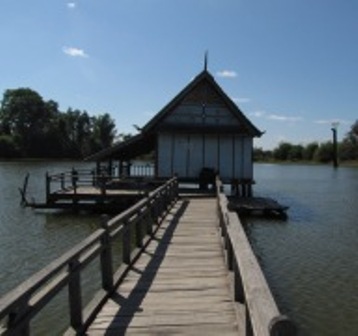 A sacred pond within Xe Champhone wetlands where turtles are protected by local people.