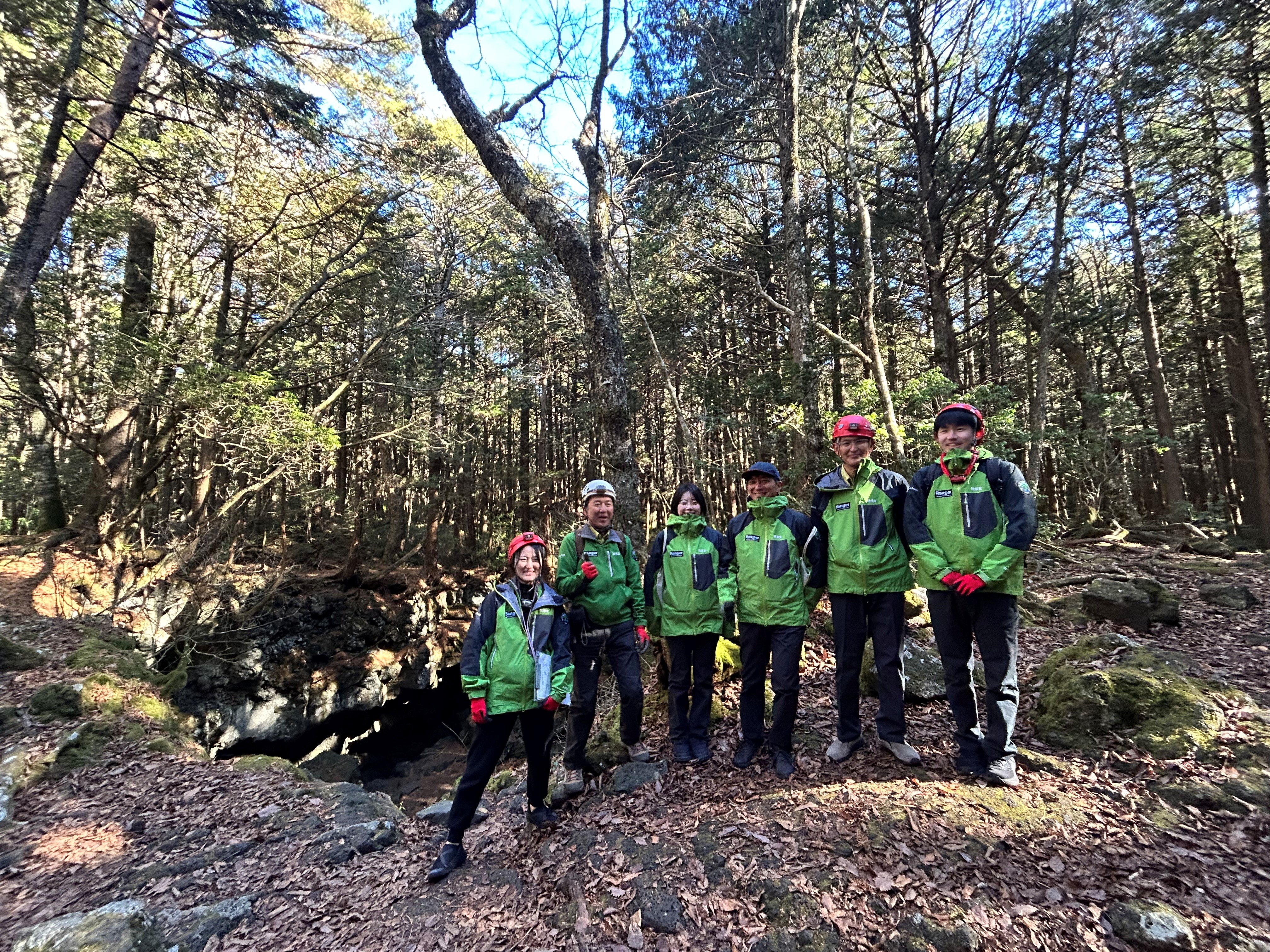 Photo: Japan's National Park Rangers in the Fuji Fuketsu (Wind Cave) © Jennifer Kelleher
