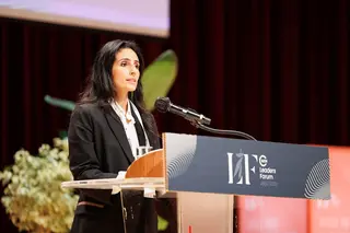 IUCN President, Razan Al Mubarak addresses the IUCN Leaders Forum 