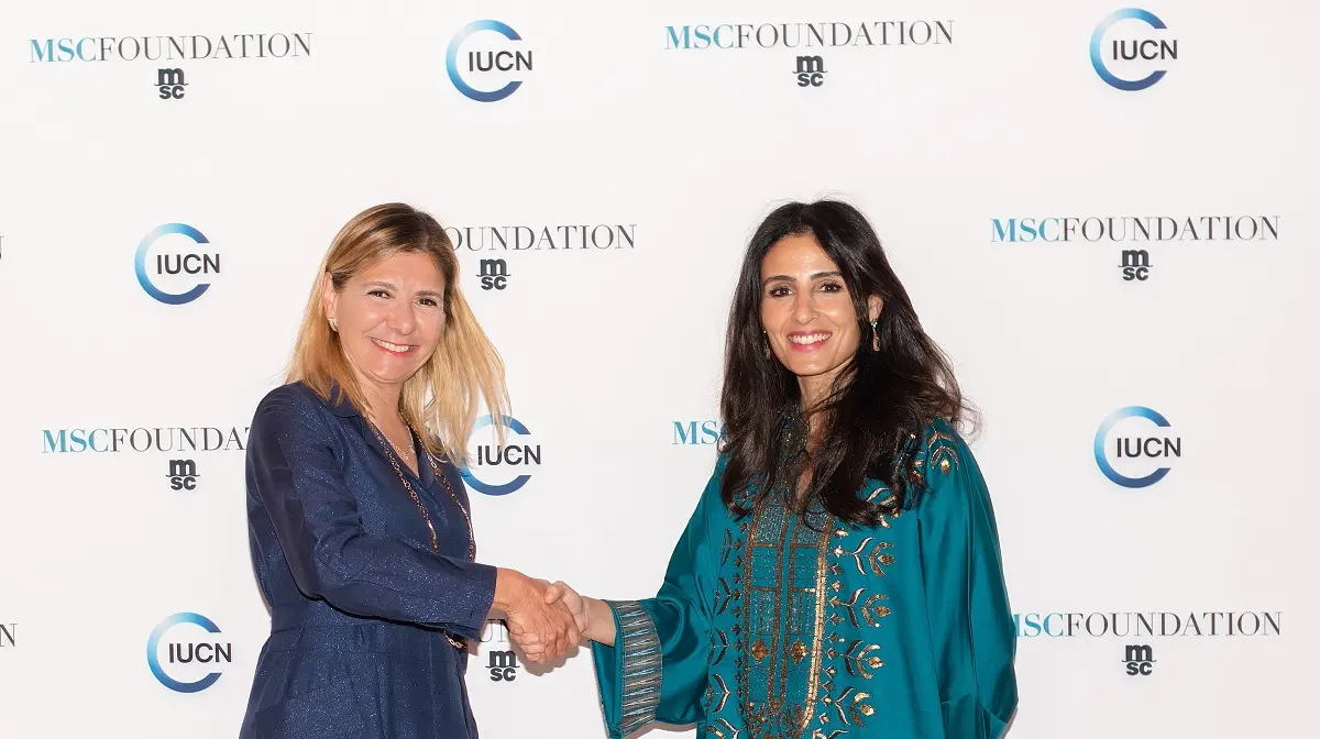 IUCN President Razan Al Mubarak and MSC Foundation Executive Director Daniela Picco launch the partnership during Monaco Ocean Week