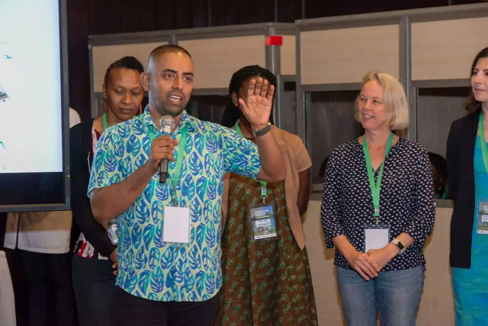 Rahul Chand, IUCN Oceania Protected and Conserved Areas Coordinator sharing Pacific experiences with African and Caribbean conservationists.