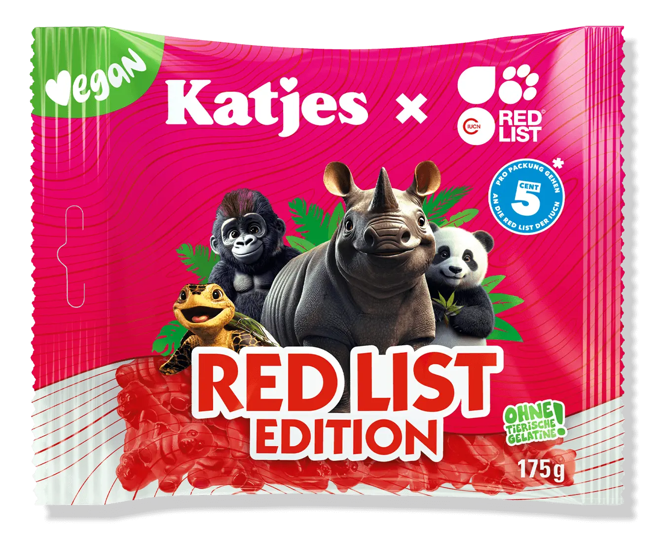 A pack of Katjes X Red List gummy candies