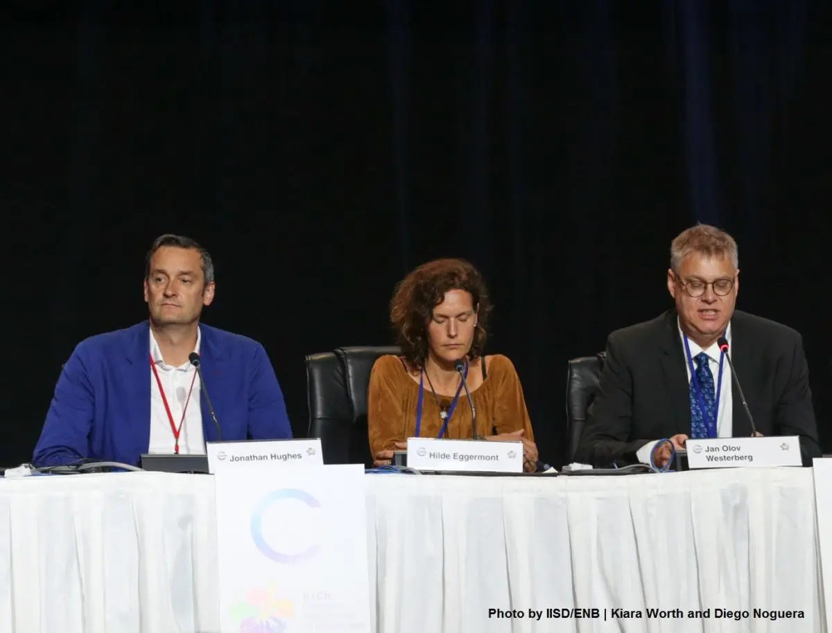 Jonathan Hughes, Hilde Eggermont and Jan Olov Westerberg at IUCN Congress 2016