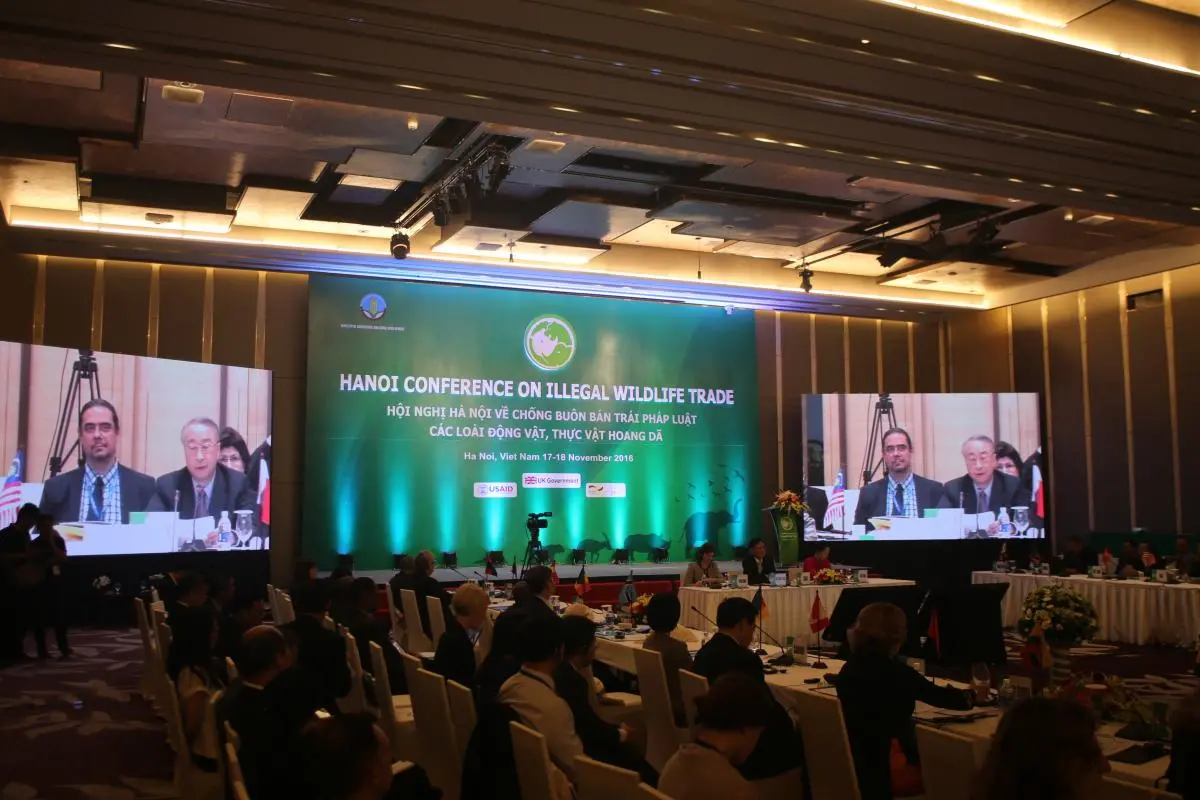 IUCN President, Zhang Xinsheng addresses participants at the Hanoi Conference on Illegal Wildlife Trade  