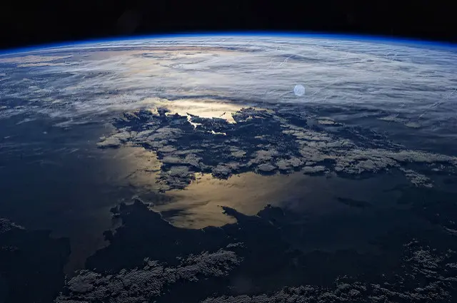View of the planet showing oceans from space