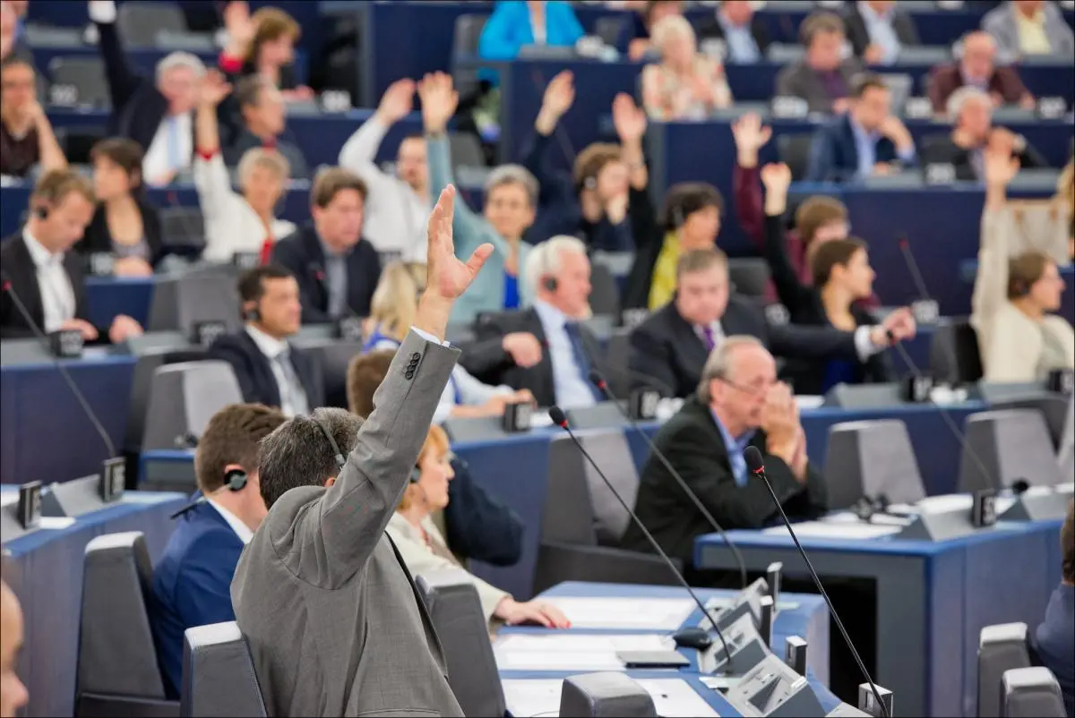 MEPs voting in a European Parliament plenary