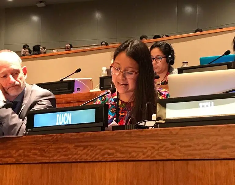 Yeshing Juliana UPUN YOS, de la Asociación Sotz´il de Guatemala presentó declaración ante Naciones Unidad en nombre de la UICN