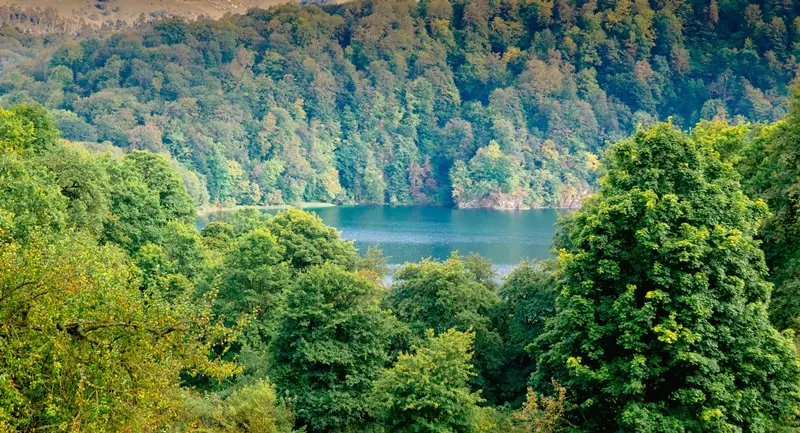 View of the Goygol lake in Azerbaijan located in the reserve 