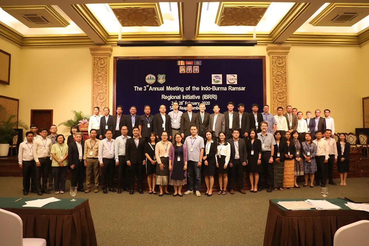 Participants of the Third Annual Meeting of the Indo Burma Ramsar Regional Initiative in Siem Reap, Cambodia, 26-28 February 2020.