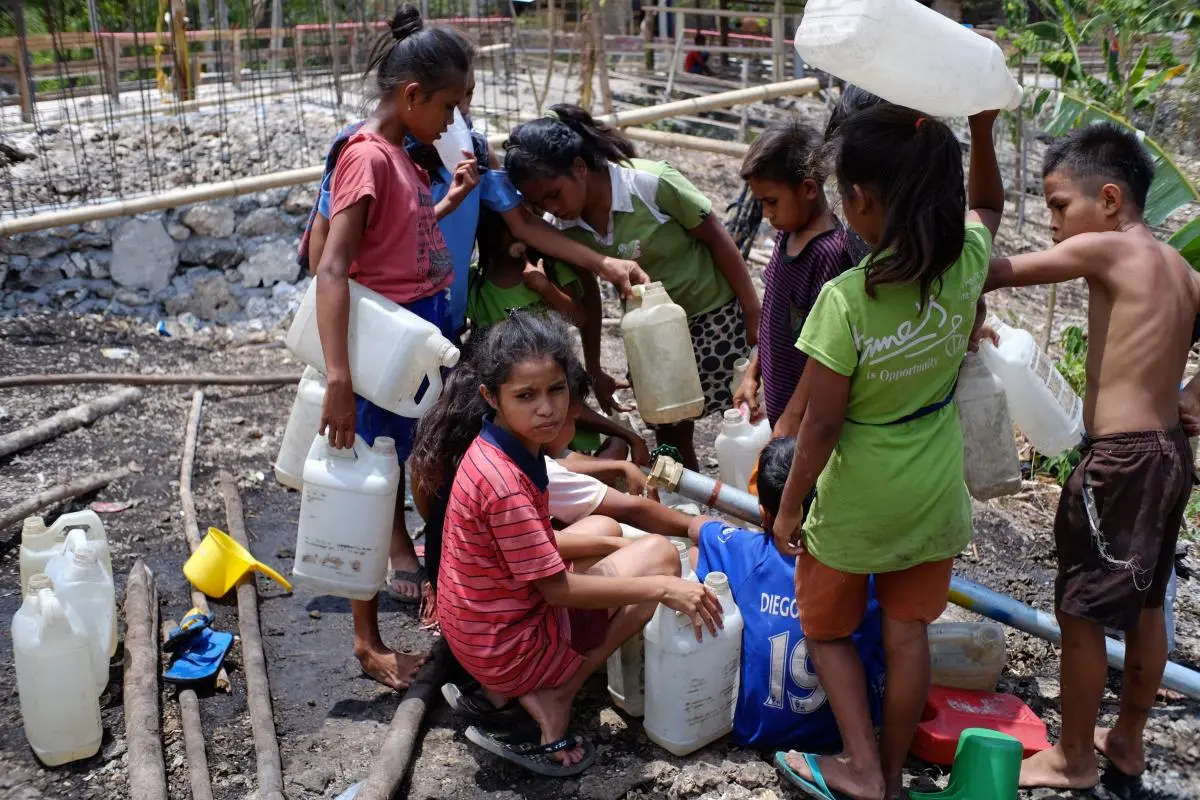 Children looking for safe drinking water, East Nusa Tenggara, Indonesia