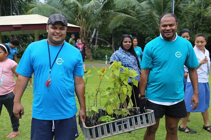 Staff of IUCN Oceania participate in a tree planting campaign