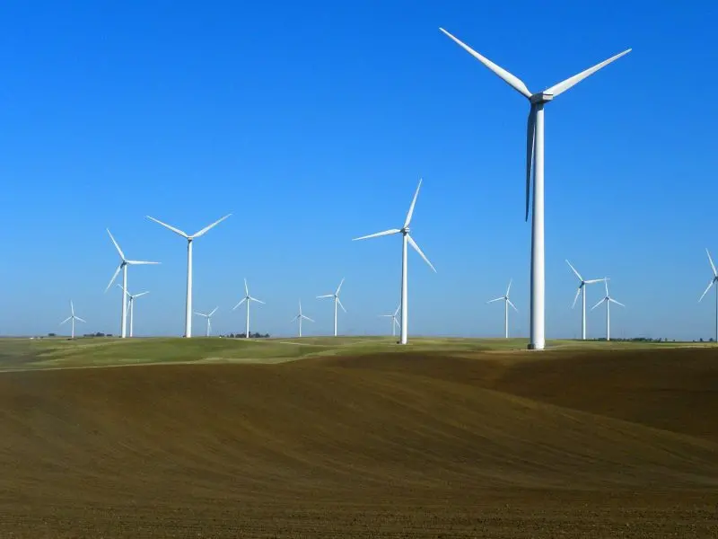 Wind turbines in degraded area