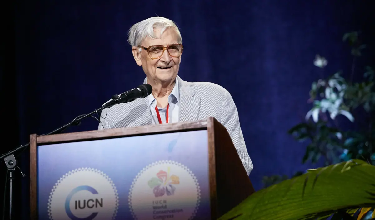 Professor E.O. Wilson speaks at the IUCN World Conservation Congress in 2016 