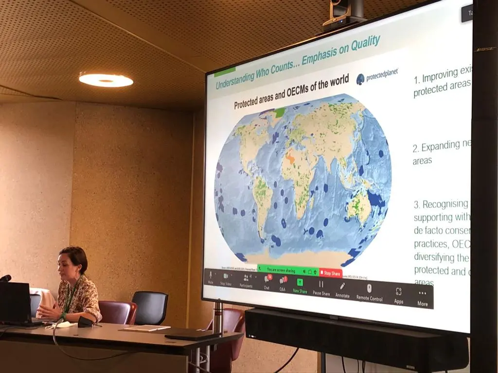 IUCN's Dr Jennifer Kelleher presents at the CBD Side Event #4250 in Geneva, 25 March 2022