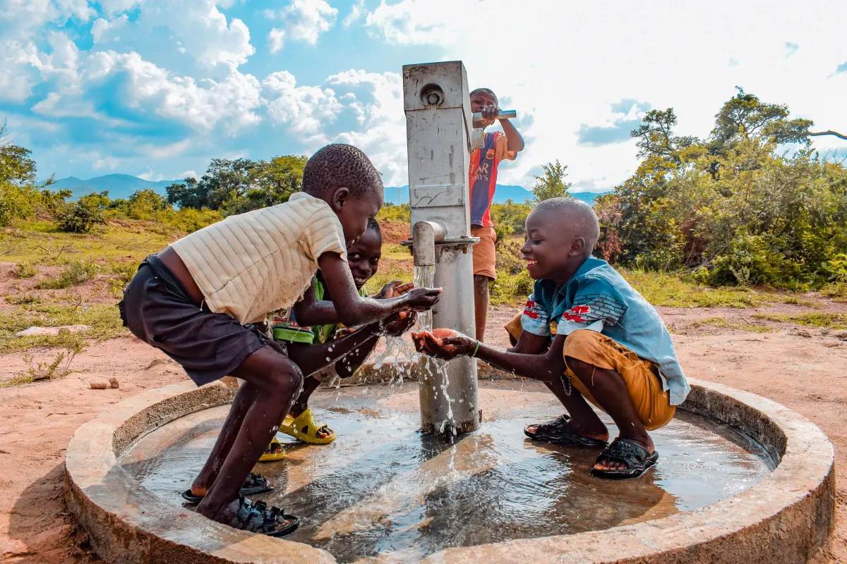 Nigeria, children water well