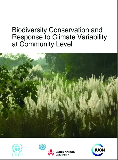 Report cover for 'Biodiversity Conservation and Response to Climate Variability at Community Level'