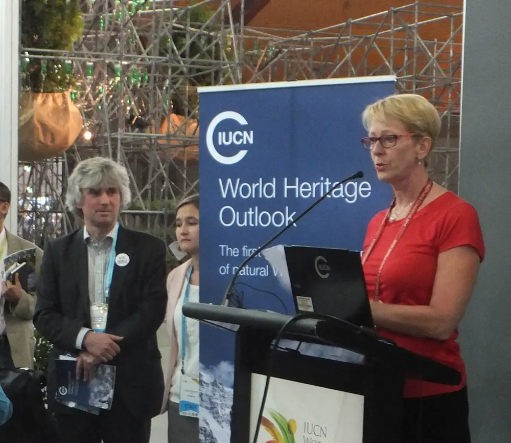 Lynda Mansson, DG of MAVA, launching the IUCN World Heritage Outlook