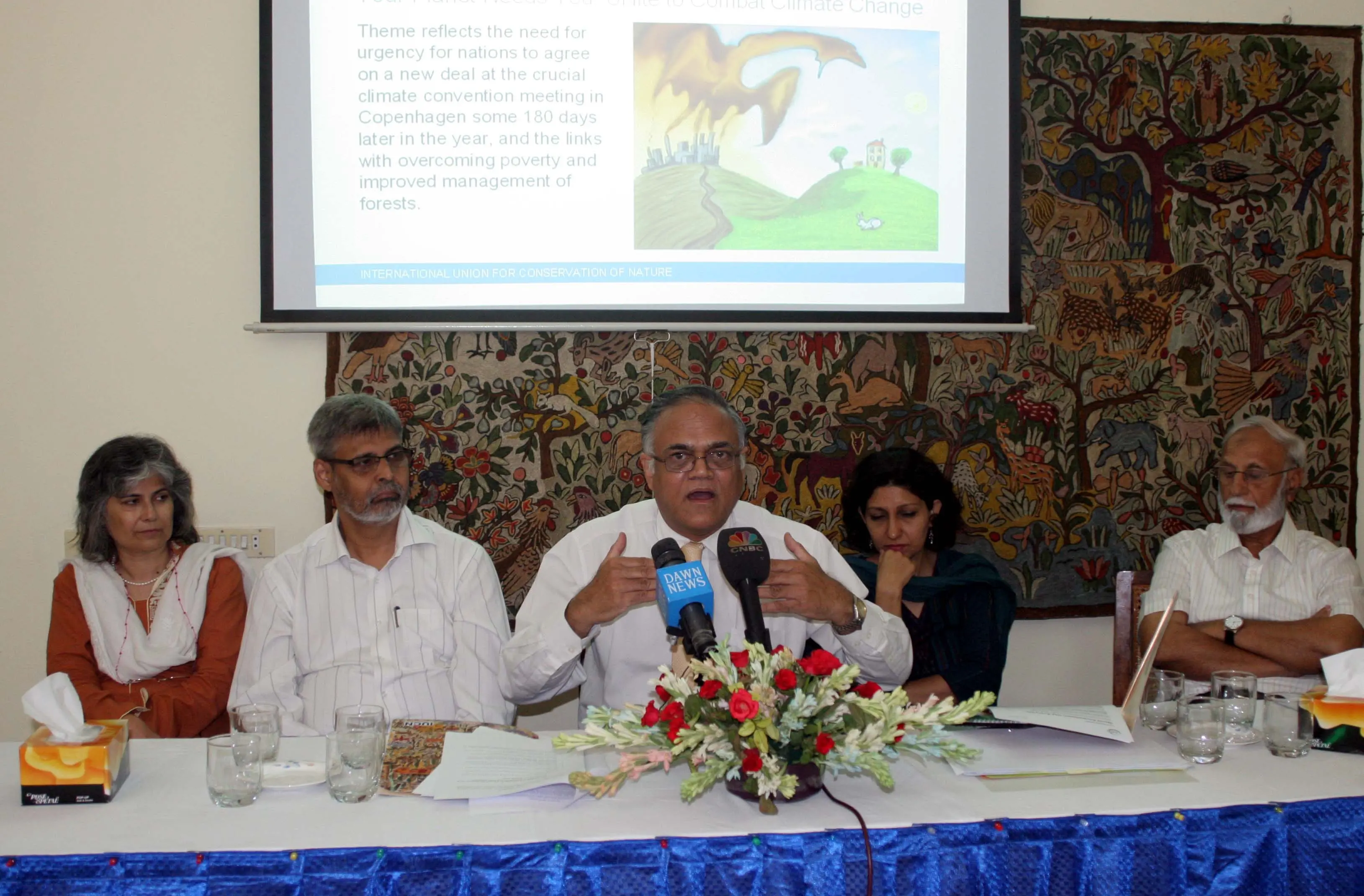 Javed Jabbar- Global Vice President IUCN, addressing the media and stakeholders on celebration of World Environment Day 2009.