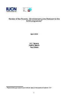 Review of the Poverty - Environment Links Relevant to the IUCN Programme