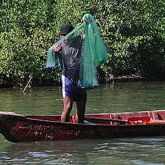 Artisanal fishing in mangroves area, Chiapas, Mexico